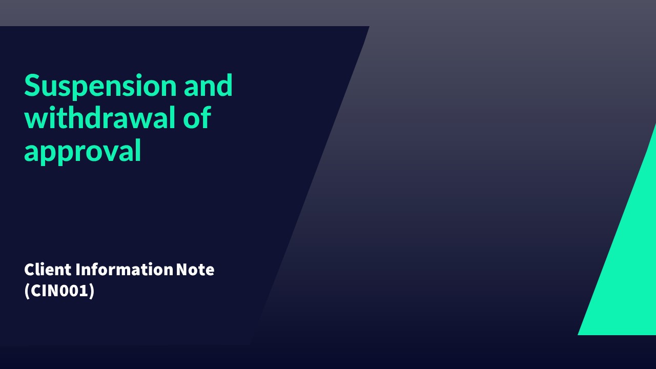 CIN 001 jpg &nbsp;Suspension and withdrawal of approval
